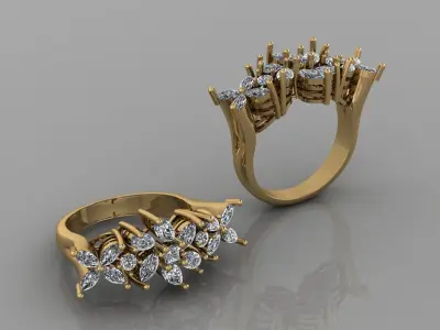 Marquis jewelry ring 3D print model