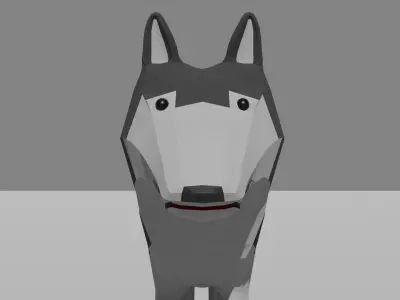 Wolf Low-poly husky 3D model