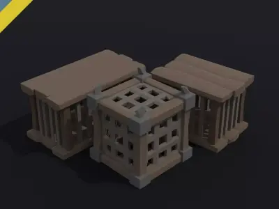 Cartoon medieval cage Polygonal Style Low-poly 3D model