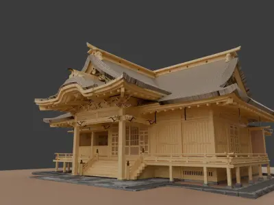 Japanese shrine Mito Hachimangu 3D model