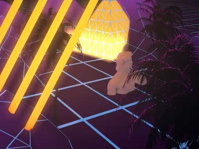 retro mountains Free low-poly 3D model