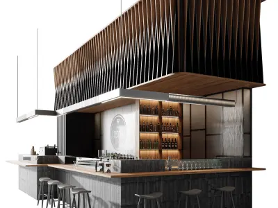 Bar 2 and restaurant design 3D model