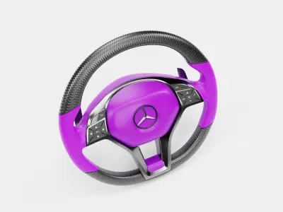 3d Steering Wheel With Purple Cover 3D model