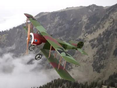 Fokker D2 plane Low-poly 3D model