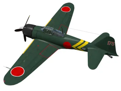 A6M3 Zero fighter Type 22  3D model