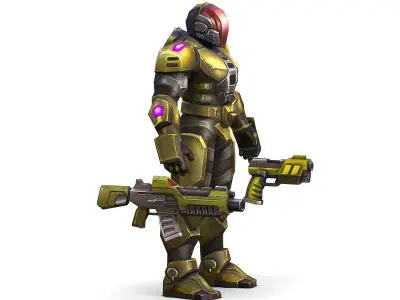 Sci-Fi Man Cyborg male Drone Trooper Soldier Low-poly 3D model