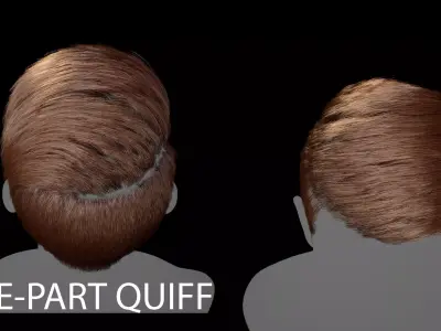 Comb-over with a hard part hairstyle Realtime hair Low-poly 3D model