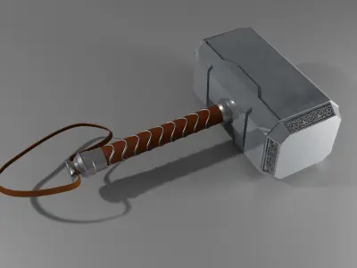 Thors mighty weapon Mjolnir 3D model