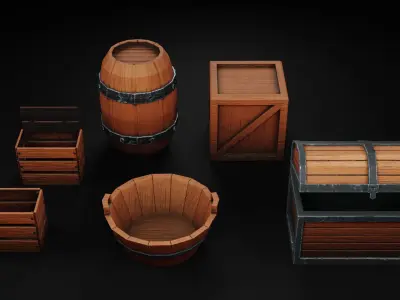 Prop Set 1 Low-Poly Stylized - Container Free low-poly 3D model