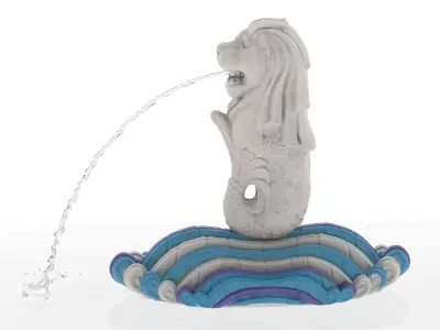 Merlion Fountain Water Spray Small 3D model