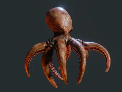 Swimming Octopus Low-poly 3D model