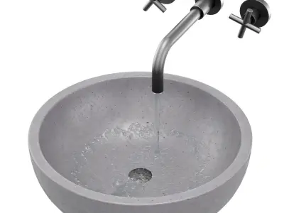 Gray architectural concrete Bowl sink 3D model