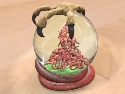 Bird Earthworm Snow Globe 3D model