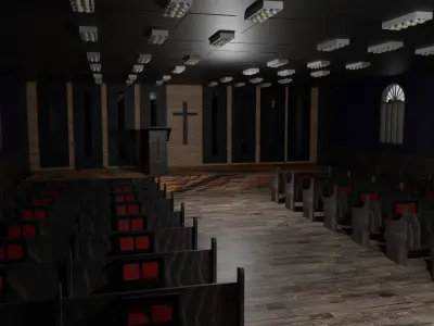 Church Interior Low-poly 3D model
