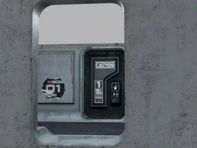 Sci-Fi Industrial Airlock Door Modular Wall Panel Hand Scanner Low-poly 3D model