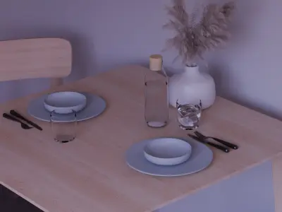 Dining Set IKEA LISABO 3D model