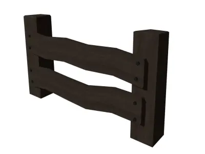 Wooden Oak Fence Free low-poly 3D model