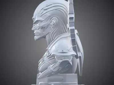 Cybernetic Warlord Bust Sci-Fi Commander Statue PM-391 3D print model