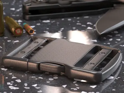 YKK Flat Dual Adjustable Side Release Plastic Buckle 3D model