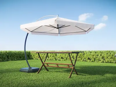 Garden Umbrella and Table 3D model