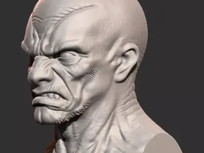 Alien Creature Head Bust STL  High Detail Resin 3D Print Model 3D print model