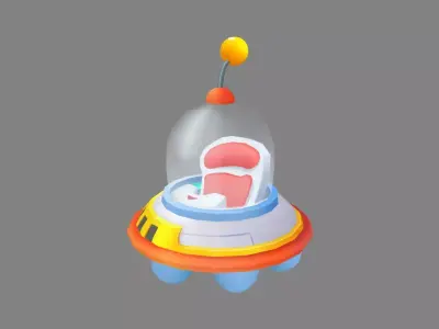 Cartoon UFO Low-poly 3D model