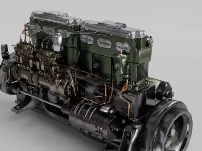vehicle engine 3d model Low-poly 3D model