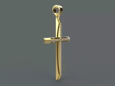 cross with diamonds 3D print model