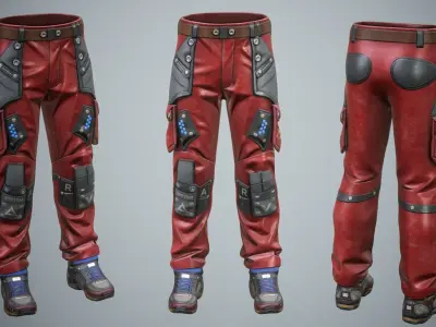 Sci-Fi Pants Sneakers p01 Low-poly 3D model