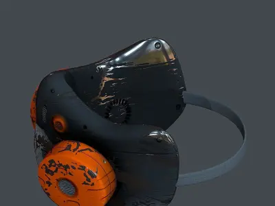 Gas mask helmet 3d model scifi Low-poly 3D model