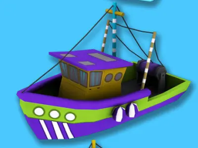 Cartoon Fishing Ship Pack Low-poly 3D model
