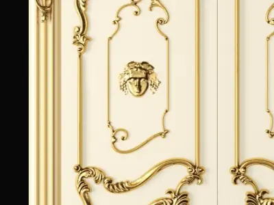 Luxury Classic baroque carved door 3D model buy