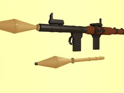 Bazooka gun with wooden handle 3D model