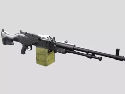 HMG-gun model 3d game ready model Low-poly 3D model Low-poly 3D model