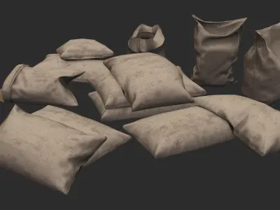 Military Sand Bags Assets 02 Low-poly 3D model