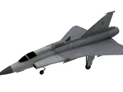 LowpolySaab 35 Draken Aircraft Low-poly 3D model
