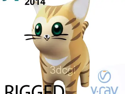 Cat Rigged Low-poly 3D model