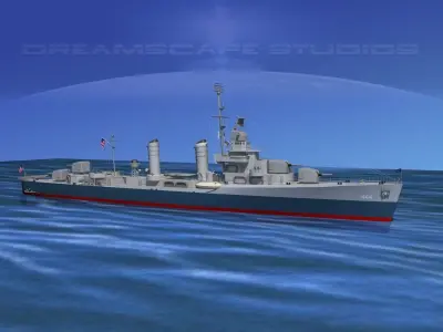 Gleaves Class Destroyer USS Ingraham DD444 3D model
