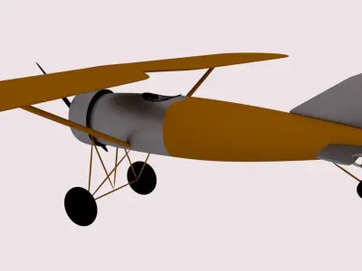 WWI-Plane 3d model Low-Poly biplane flying in sky Low-poly 3D model