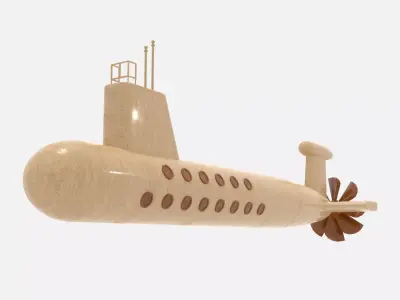 Wooden Submarine Low-poly 3D model