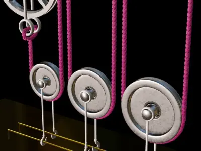 Mechanical Pulley Animated 9 3D model