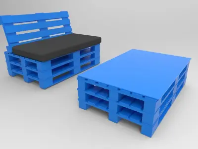 Pallet furniture 3D model
