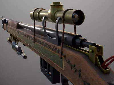 SteamPunk Sniper Low-poly 3D model
