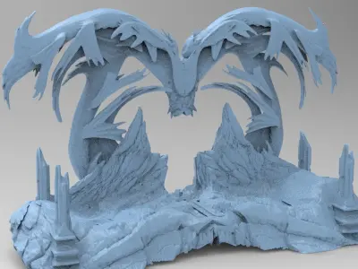 Ocean Dragon monks rocks  3D model