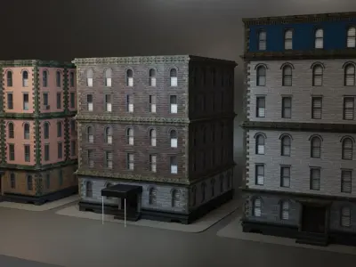 3D Buildings Collection Low-poly 3D model