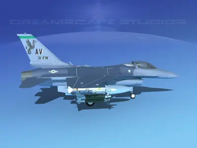 Gen Dyn F-16A Falcon V21 USAF 3D model