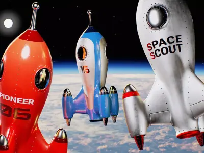  Stylized Rocket Toy Low-poly 3D model