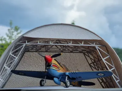 Hangar for Field simple with corrugated sheet iron 3D model