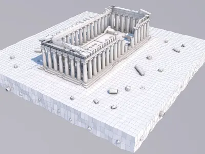Low Poly Parthenon in Athens Greece Landmark Low-poly 3D model