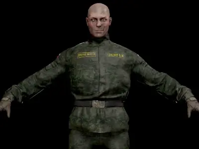 Soldier with ak Low-poly 3D model